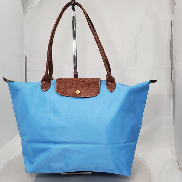 Longchamp Handbags - Longchamp Le Pliage Large Nylon Large Shoulder Tote Bag Blue Brown Shopper